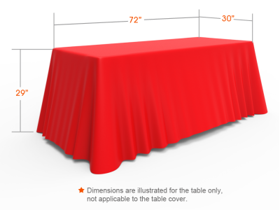 6ft Unprinted Red Versatile Loose Table Throw with Round Corners