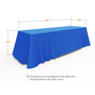 8ft Unprinted Blue Versatile Loose Table Throw with Round Corners