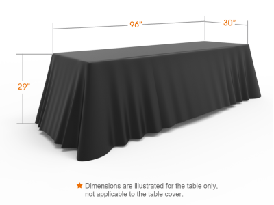 8ft Unprinted Black Versatile Loose Table Throw with Round Corners