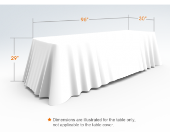 8ft Unprinted White Versatile Loose Table Throw with Round Corners
