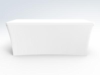 6ft Unprinted White Stretch Fit Open Back Table Cover