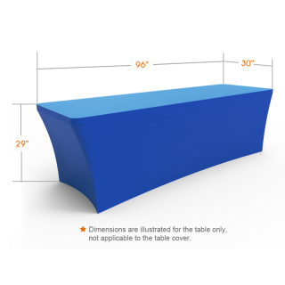 8ft Unprinted Blue Stretch Fit Open Back Table Cover