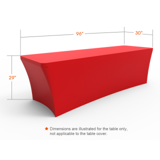 8ft Unprinted Red Stretch Fit Open Back Table Cover