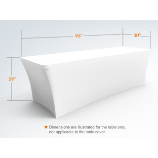 8ft Unprinted White Stretch Fit Open Back Table Cover