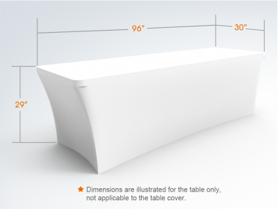 8ft Unprinted White Stretch Fit Open Back Table Cover