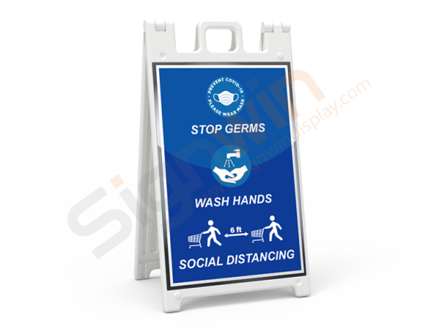 Signicade Standard A Frame Sign Print Signage Wash Hands & Social Distancing 01